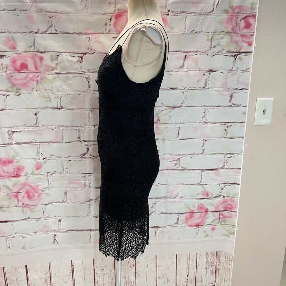 Bardot Women's Sleeveless Laced Floral Scallop Strappy Black Midi Dress Size 4 - Picture 10 of 14